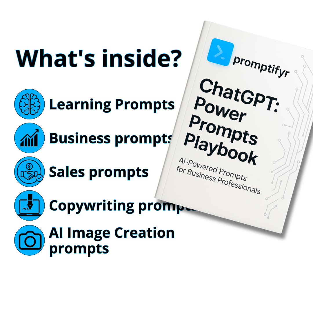 Prompts playbook for AI-powered prompts with icons and text on a white background