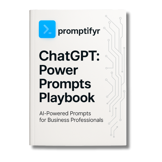 Book titled 'ChatGPT: Power Prompts Playbook' by promptifyr on a white background